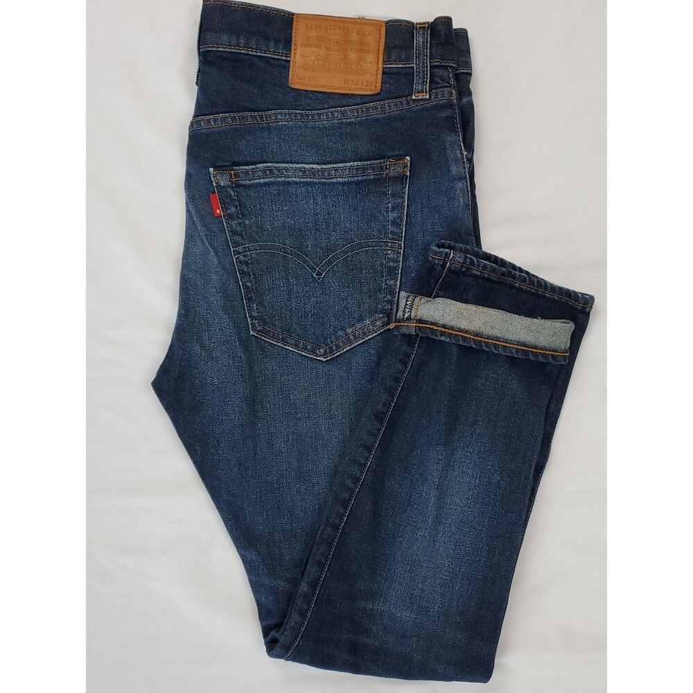 Levi's 512 Slim Taper Jeans | Mens Dark Blue Wash Classic Denim Pants SIZE 34